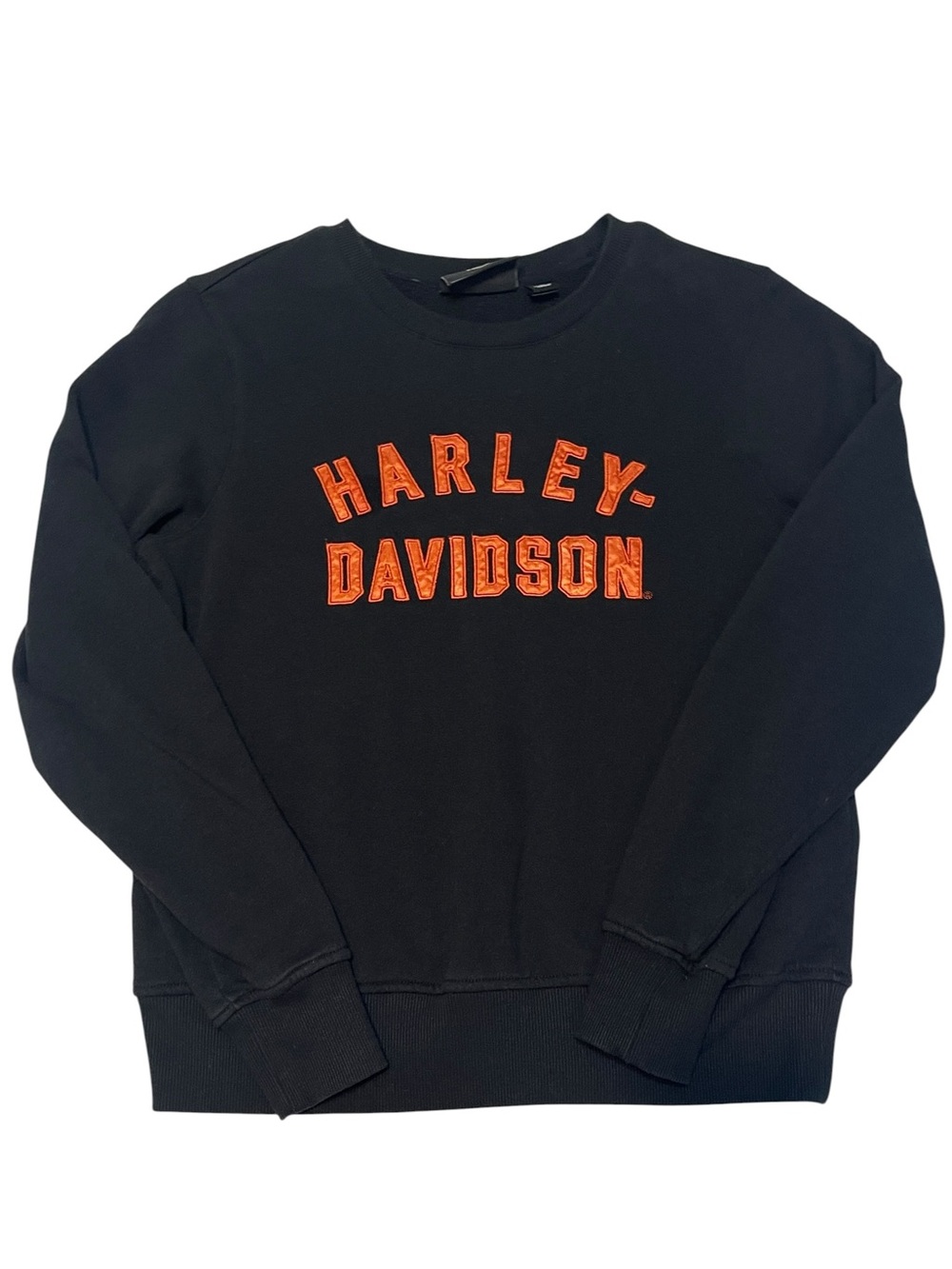 Harley Davidson College Letters Biker Crewneck Black Basic Pullover Sweatshirt